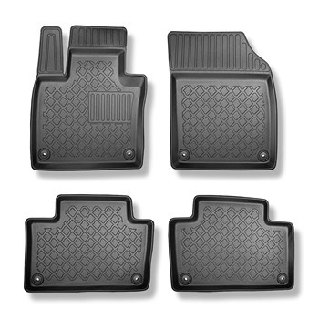 Tapis de sol en TPE adapté pour Volvo XC90 II SUV (05.2015-....) - 5 ou 7 sièges; sans la troisième rangée de sièges; aussi pour Plug-in Hybrid Recharge - tapis de voiture - noir