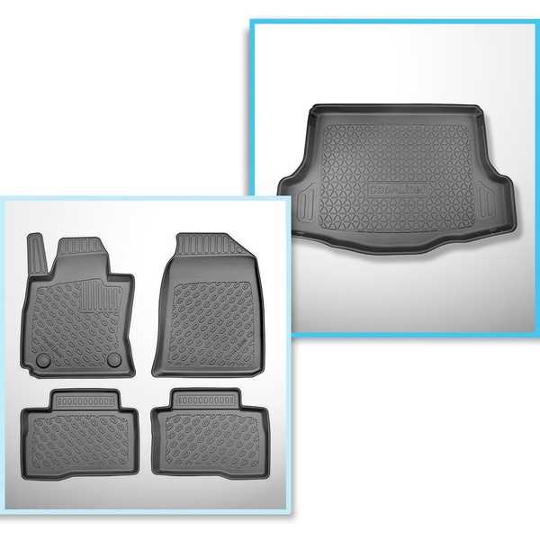 Kit tapis de coffre et tapis de voiture TPE pour: SsangYong Tivoli Grand Crossover (06.2021-....) - coffre inférieur;sous / sans plancher amovible de coffre