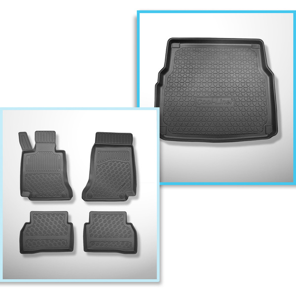 Kit tapis de coffre et tapis de voiture TPE pour: Mercedes-Benz Classe C W205 Mild Hybrid Break (10.2014-02.2021)