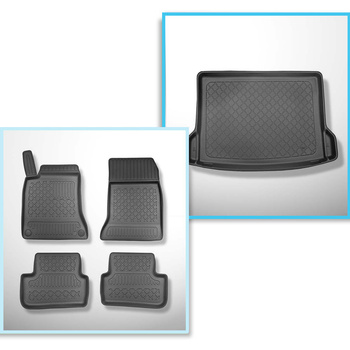 Kit tapis de coffre et tapis de voiture TPE pour: Mercedes-Benz GLA X156 SUV (03.2014-11.2019) - cavités amovibles dans les modèles avec filets latéraux