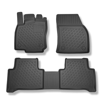 Tapis de sol en TPE adapté pour Volkswagen Touran II Monospace (09.2015-....) - 5 ou 7 sièges; sans la troisième rangée de sièges - tapis de voiture - noir