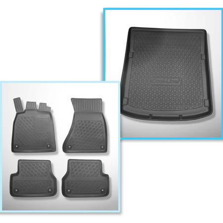 Kit tapis de coffre et tapis de voiture TPE PREMIUM pour: Audi A6 C7 Berline (03.2011-05.2018) - aussi pour la version Quattro