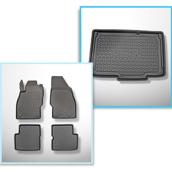 Kit tapis de coffre et tapis de voiture TPE PREMIUM pour: Opel Corsa D Hayon (2006-11.2014) - coffre inférieur