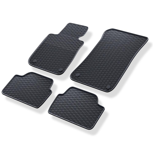 Tapis de sol en caoutchouc adapté pour BMW 1 E82, E87, E88 Coupé, Hayon, Cabriolet (2004-2013) - tapis de voiture - noir - 4 pcs.