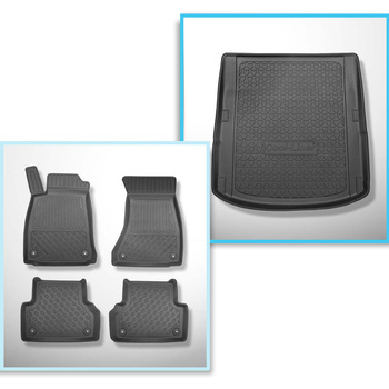 Kit tapis de coffre et tapis de voiture TPE PREMIUM pour: Audi A4 B9 Berline (11.2015-....) - aussi pour la version Quattro