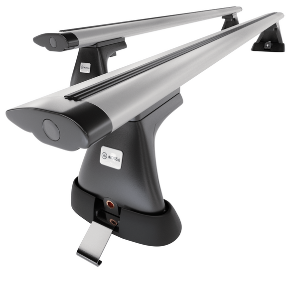 Barres de toit en aluminium adapté pour Toyota Hiace Van (1996-2006) - Porte-Bagages de Voiture argent - points de montage - (suivant le modèle de voiture ils peuvent se situer à différents endroits)