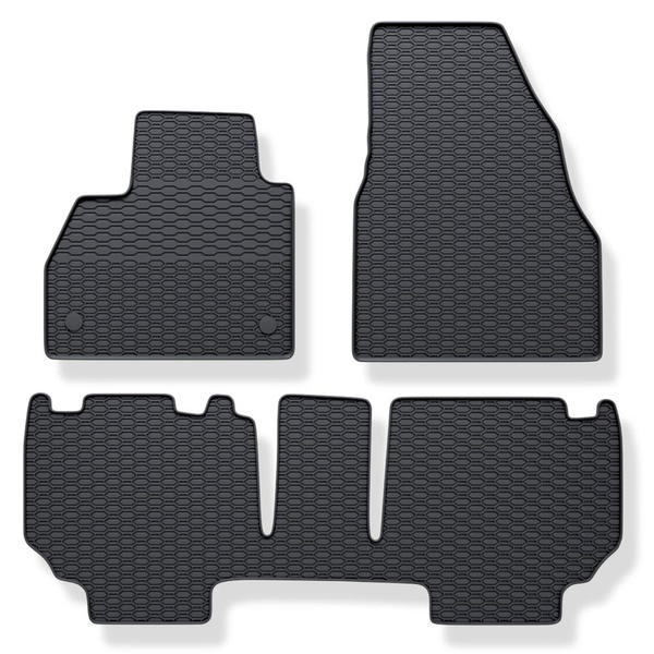 Tapis de sol en caoutchouc adapté pour Renault Kangoo II Van (2008-2021) - tapis de voiture - noir - 3 pcs.