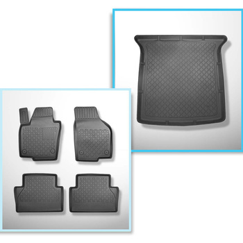 Kit tapis de coffre et tapis de voiture TPE pour: Seat Alhambra II Van (09.2010-03.2022) - 5 places; 3me rangée abaissée