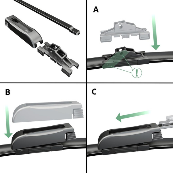 Balais d'essuie-glace de pare-brise adaptés pour Renault Megane III Coupé, Estate, Hayon, Cabriolet, Berline (11.2008-2016) - balais plat