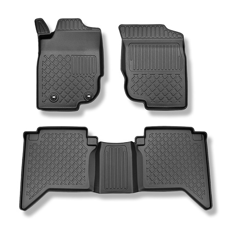 Tapis de sol en TPE adapté pour Toyota Hilux VII Pick-Up (12.2015-10.2022) - cabine double - tapis de voiture - noir