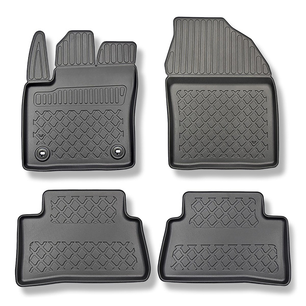 Tapis de sol en TPE adapté pour Toyota C-HR I, II SUV (01.2017-....) - non pour version Plug-in hybride - tapis de voiture - noir