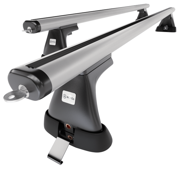 Barres de toit en aluminium adapté pour Toyota RAV4 mk II SUV (2000-2005) - Porte-Bagages de Voiture argent - points de montage - (suivant le modèle de voiture ils peuvent se situer à différents endroits)