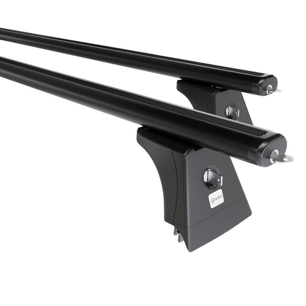 Barres de toit en aluminium adapté pour Opel Astra J mk IV Berline (2011-2020) - Porte-Bagages de Voiture noir - points de montage - (suivant le modèle de voiture ils peuvent se situer à différents endroits)