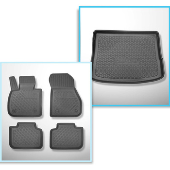 Kit tapis de coffre et tapis de voiture TPE PREMIUM pour: BMW 2 F45 Active Tourer (09.2014-10.2021) - banquette arrière coulissante (arrière - avant)