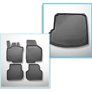 Kit tapis de coffre et tapis de voiture TPE PREMIUM pour: Volkswagen Jetta NCS Berline (01.2011-01.2018) - sans cavité droite