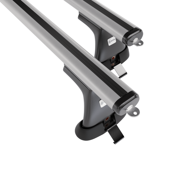 Barres de toit en aluminium adapté pour Toyota RAV4 mk II SUV (2000-2005) - Porte-Bagages de Voiture argent - points de montage - (suivant le modèle de voiture ils peuvent se situer à différents endroits)