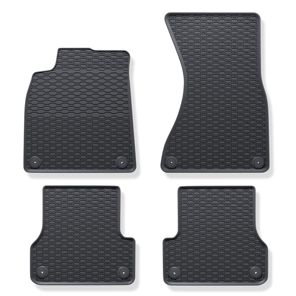 Tapis de sol en caoutchouc adapté pour Audi A6 C7 Avant, Berline (2011-2018) - tapis de voiture - noir - 4 pcs.