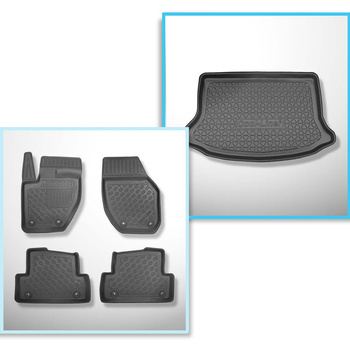 Kit tapis de coffre et tapis de voiture TPE PREMIUM pour: Volvo V40 II Cross Country Hayon (07.2012-07.2019) - coffre inférieur (sans plancher double du coffre)