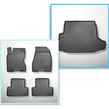 Kit tapis de coffre et tapis de voiture TPE pour: Nissan X-Trail II SUV (06.2007-07.2014) - coffre supérieur