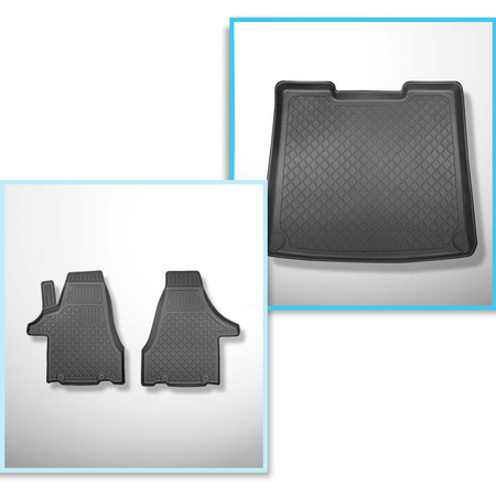 Kit tapis de coffre et tapis de voiture TPE pour: Volkswagen Caravelle Van (06.2015-2019) - empattement long; derriere 3e rangée de sieges