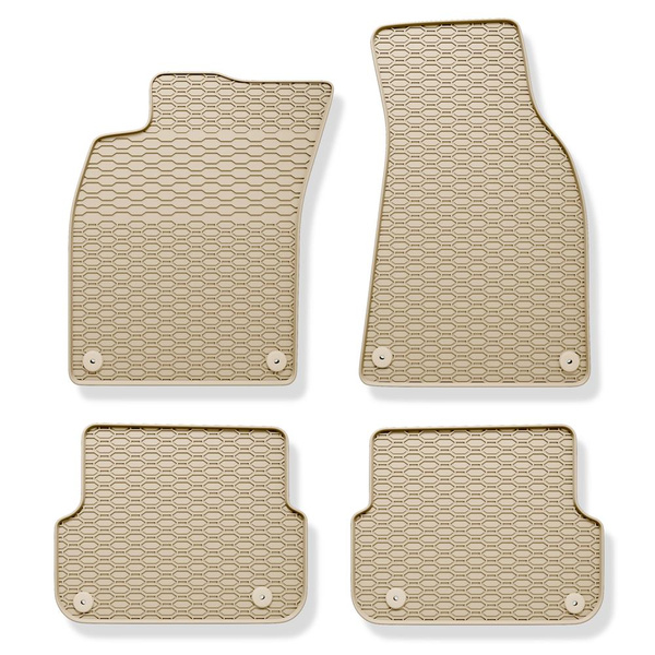Tapis de sol en caoutchouc adapté pour Audi A6 C6 Avant, Berline (2004-2011) - tapis de voiture - beige - 4 pcs.