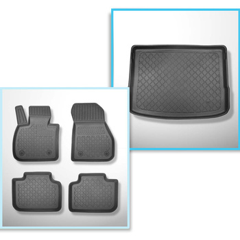 Kit tapis de coffre et tapis de voiture TPE pour: BMW 2 F45 Active Tourer (09.2014-10.2021) - banquette arrière coulissante (arrière - avant)