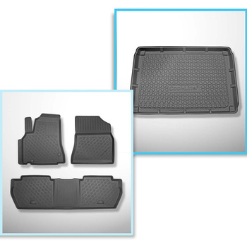 Kit tapis de coffre et tapis de voiture TPE PREMIUM pour: Citroen Berlingo II Van (2008-08.2018) - 5 places; non pour cargo / camion; sans 3ème rangée