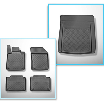 Kit tapis de coffre et tapis de voiture TPE pour: Volvo S90 Berline (10.2016-....) - avec le kit de réparation; non pour version Plug-in hybride; 2 et 4 roues motrices