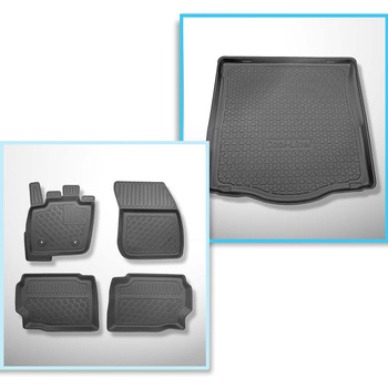 Kit tapis de coffre et tapis de voiture TPE PREMIUM pour: Ford Mondeo V Hayon (01.2015-04.2022) - avec roue de secours taille normale