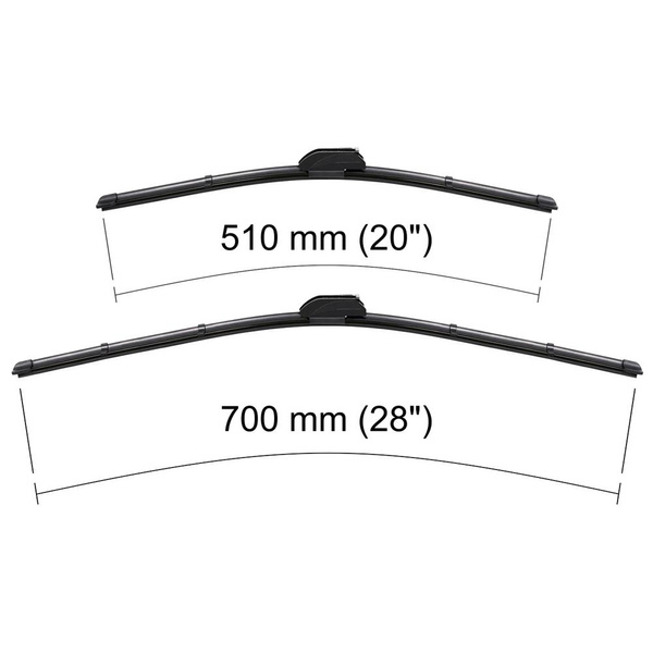 Balais d'essuie-glace de pare-brise adaptés pour Peugeot Expert II Van (02.2007-2016) - balais plat
