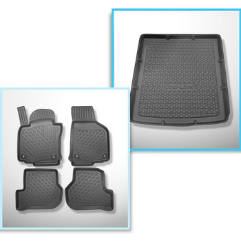 Kit tapis de coffre et tapis de voiture TPE PREMIUM pour: Skoda Octavia II 1Z Break (2004-04.2013) - coffre supérieur; aussi pour la version Scout et 4 roues motrices