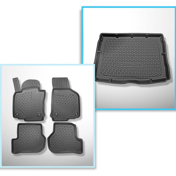 Kit tapis de coffre et tapis de voiture TPE PREMIUM pour: Volkswagen Golf V Hayon (10.2003-2008) - avec roue de secours taille normale et/ou entraînement 4 roues (4 Motion)