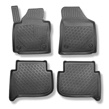 Tapis de sol en TPE adapté pour Volkswagen Touran I Monospace (12.2015-10.2022) - 5 ou 7 sièges; sans la troisième rangée de sièges - tapis de voiture - noir