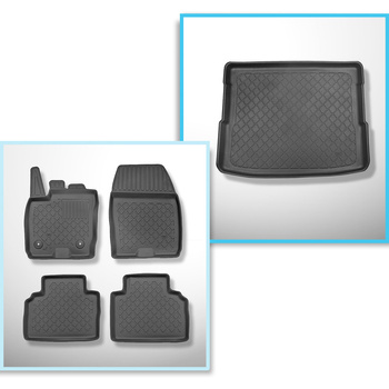 Kit tapis de coffre et tapis de voiture TPE pour: Ford Tourneo Courier Van (06.2