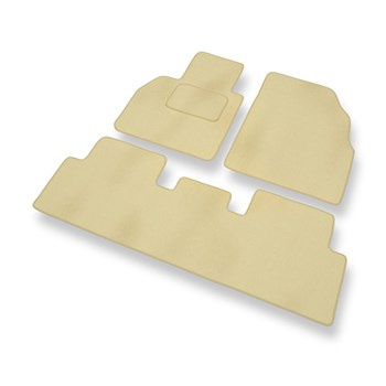 Tapis de Sol Velours adapté pour Renault Scenic II (2003-2009) - Premium tapis de voiture - beige