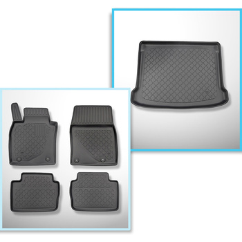 Kit tapis de coffre et tapis de voiture TPE pour: Mazda 3 IV BP Hayon (03.2019-.