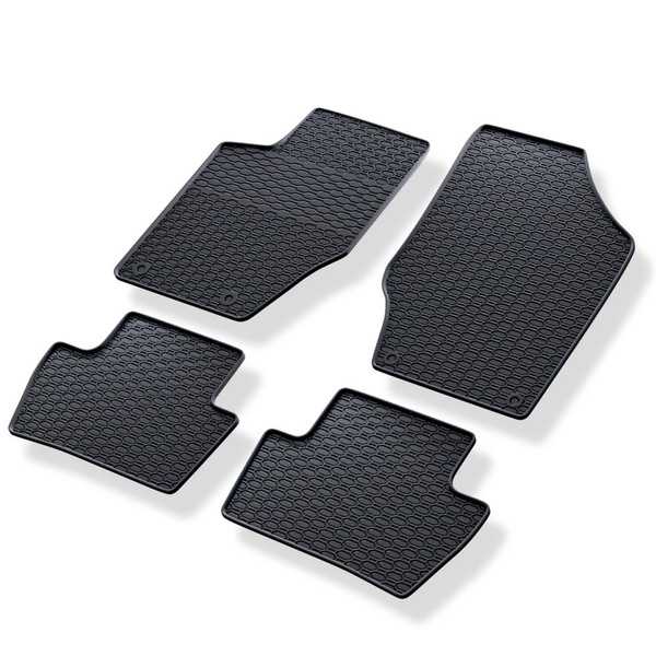 Tapis de sol en caoutchouc adapté pour Citroen C4 Hayon (2001-2010) - tapis de voiture - noir - 4 pcs.
