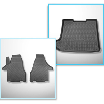 Kit tapis de coffre et tapis de voiture TPE PREMIUM pour: Volkswagen Transporter T6 Van (06.2015-2019) - empattement long; derriere 3e rangée de sieges