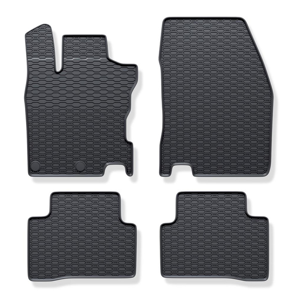 Tapis de sol en caoutchouc adapté pour Nissan Qashqai II Crossover (2014-2021) - tapis de voiture - noir - 4 pcs.