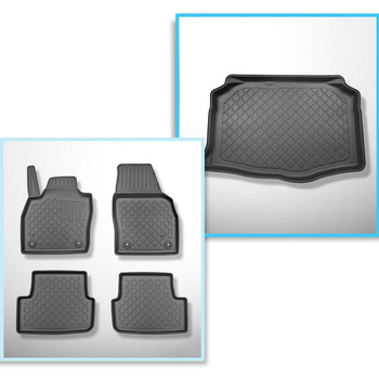 Kit tapis de coffre et tapis de voiture TPE pour: Seat Ibiza V 6F Hayon (06.2017-....) - coffre inférieur; modèles sans plancher amovible du coffre