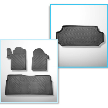 Kit tapis de coffre et tapis de voiture TPE PREMIUM pour: Mercedes-Benz Vito W447 Van (10.2014-....) - version longue (empattement 3.200 mm; longueur de l’auto 5.140 mm); toutes les versions d'équipement; sans la troisième rangée de sièges