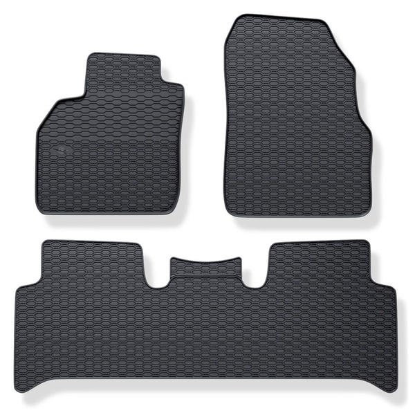 Tapis de sol en caoutchouc adapté pour Renault Scenic II Monospace (2003-2009) - tapis de voiture - noir - 3 pcs.