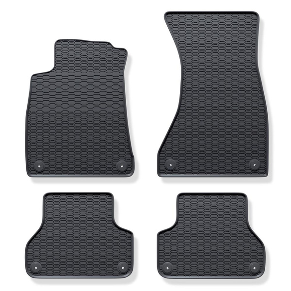 Tapis de sol en caoutchouc adapté pour Audi A4 B9 Avant, Berline (2015-2023) - tapis de voiture - noir - 4 pcs.