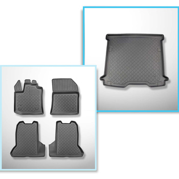 Kit tapis de coffre et tapis de voiture TPE pour: Dacia Dokker Van (11.2012-09.2021) - 5 sièges