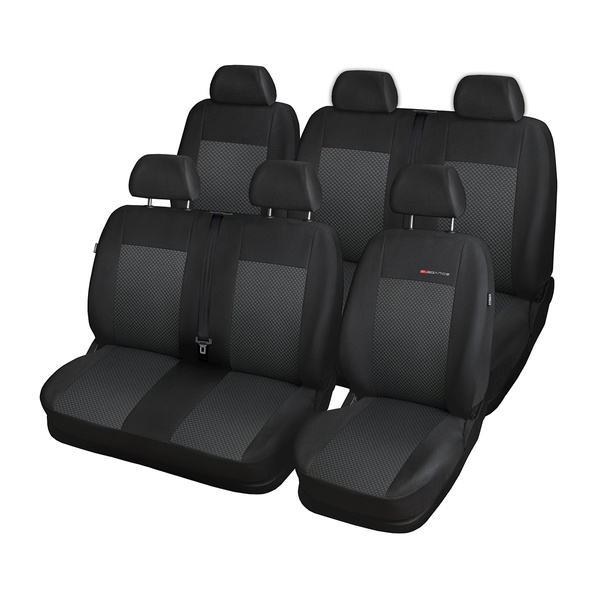 Housses de siège sur mesure adaptées pour Volkswagen Transporter T6 Van (2015-2019) sur deux rangées de sièges - housse siege voiture - couverture siege - E3