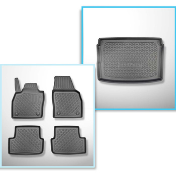 Kit tapis de coffre et tapis de voiture TPE PREMIUM pour: Seat Arona Crossover (11.2017-....) - coffre supérieur; modèles avec plancher amovible du coffre