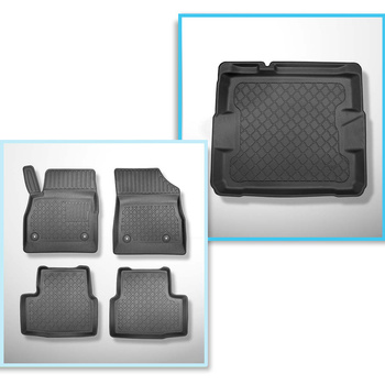 Kit tapis de coffre et tapis de voiture TPE pour: Opel Astra K Hayon (11.2015-....) - coffre inférieur; sans roue de secours