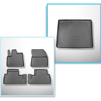 Kit tapis de coffre et tapis de voiture TPE PREMIUM pour: Citroen Berlingo III Van (06.2018-....) - 5 places; entraxe court; aussi pour la version électrique; avec sièges réglables et non réglables dans la première rangée