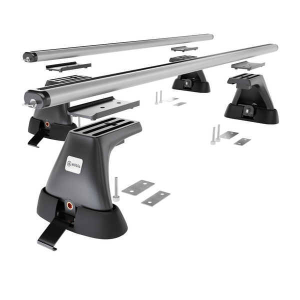 Barres de toit en aluminium adapté pour Toyota Hiace Van (1996-2006) - Porte-Bagages de Voiture argent - points de montage - (suivant le modèle de voiture ils peuvent se situer à différents endroits)