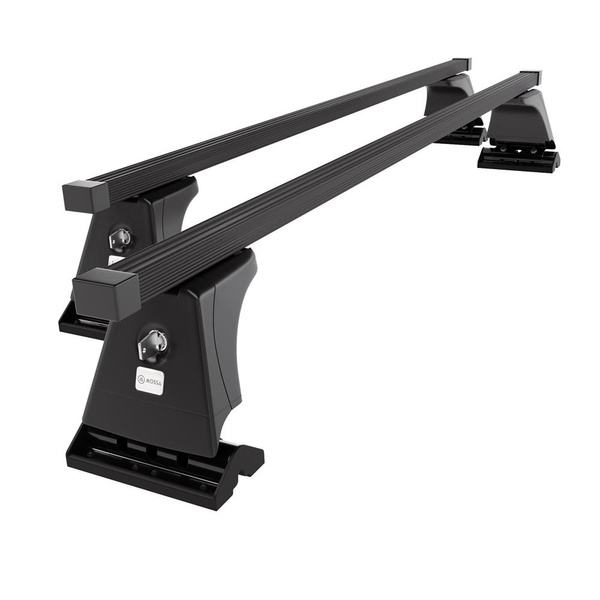 Barres de toit en acier adapté pour Peugeot 207 Hayon (2006-2012) - Porte-Bagages de Voiture noir - points de montage - (suivant le modèle de voiture ils peuvent se situer à différents endroits)